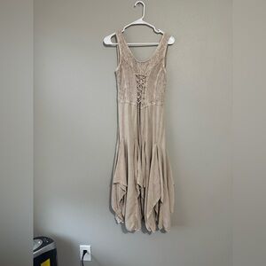 70s prairie dress asymmetrical cottage Victorian boho floral lace wedding fairy